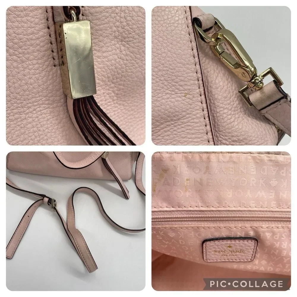 Kate‎ Spade Dominique Pink Leather Street Pebble Purse Handbag Shoulder Strap